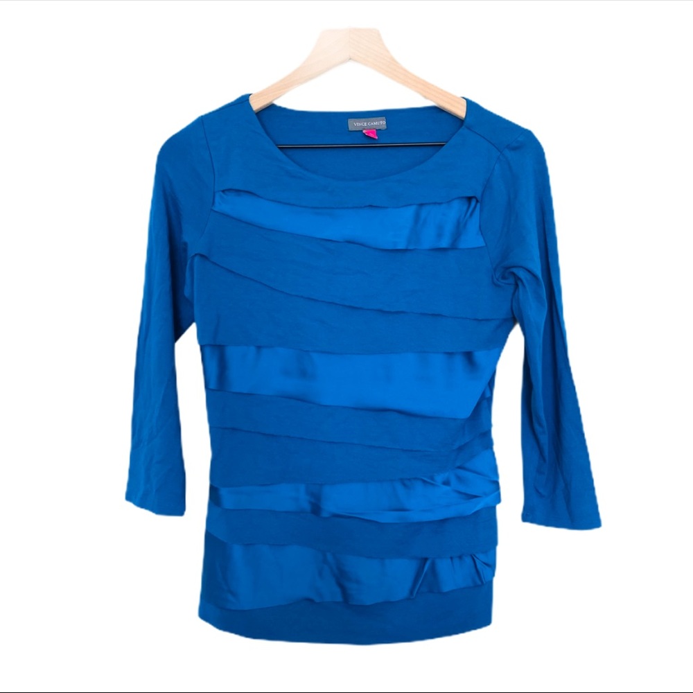 Vince Camuto Blouse Teal Ruffles Layers 3\4 sleeve